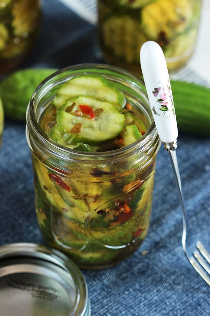 Super quick and easy to make Quick Bread and Butter Refrigerator Pickles are a summertime staple. | TheSuburbanSoapbox.com
