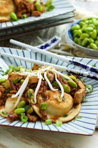 Ready in less than 30 minutes, these Easy Szechuan Style Pierogies are a great weeknight dinner you're entire family will love! | TheSuburbanSoapbox.com