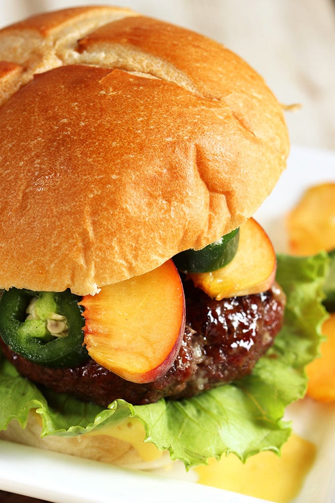 Peach Glazed Blue Cheese Burgers recipe | TheSuburbanSoapbox.com