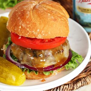 Maple Bourbon Burger with Bacon Mustard Sauce | TheSuburbanSoapbox.com