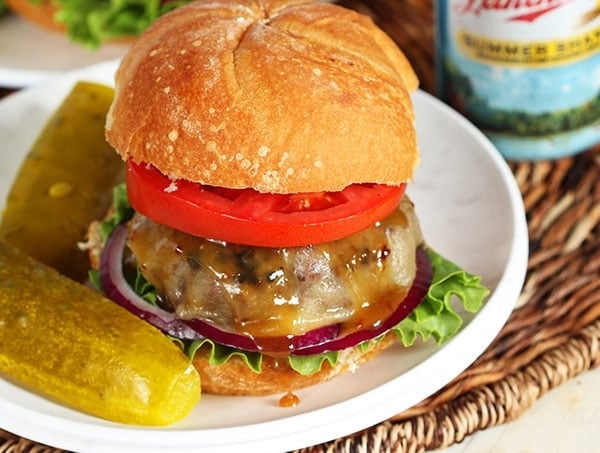 Maple Bourbon Burger with Bacon Mustard Sauce | TheSuburbanSoapbox.com