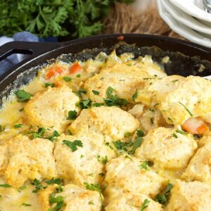 Quick and easy weeknight dinner, Chicken and Dumpling Skillet Casserole Recipe is simple and comforting. Completely from scratch! | TheSuburbanSoapbox.com