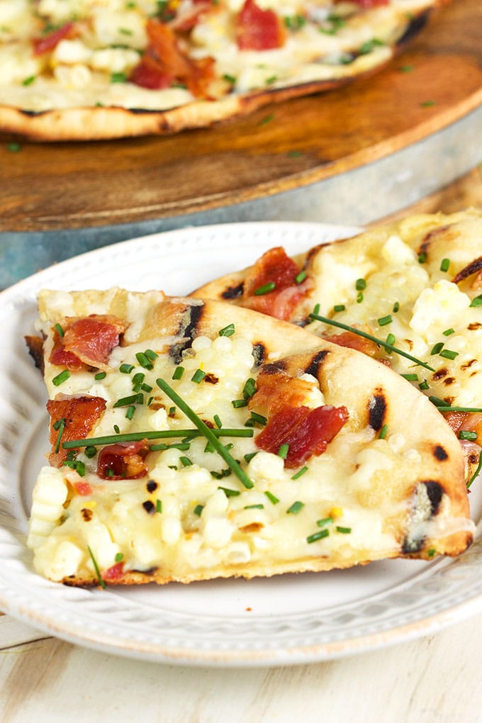 Grilled Corn Pizza with Bacon and Chives - The Suburban Soapbox