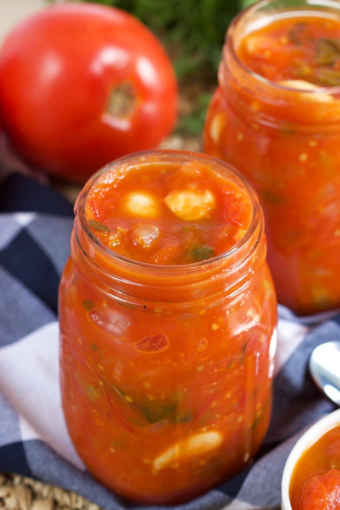 Super easy to make completely from scratch, Italian Style Stewed Tomatoes can be canned for year round use! | TheSuburbanSoapbox.com