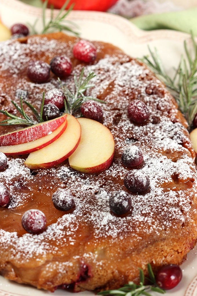 Slow Cooker Apple Cranberry Upside Down Cake | TheSuburbanSoapbox.com