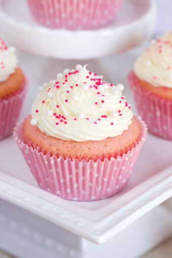 Pink Champagne Cupcakes with Cream Cheese Frosting