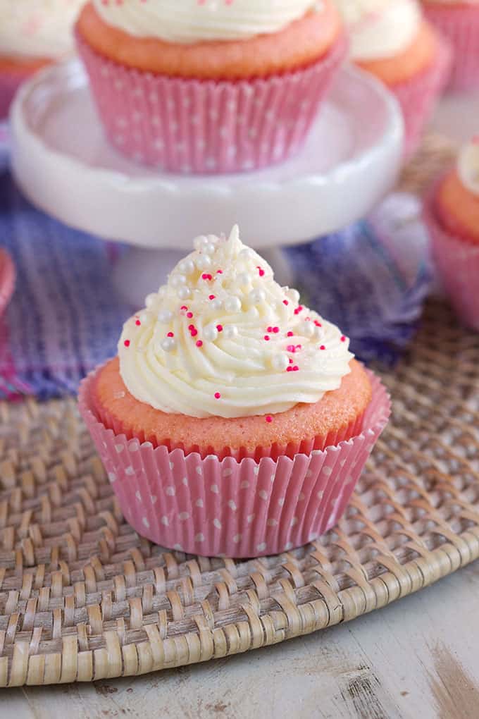 Pink Champagne Cupcakes with Cream Cheese Frosting - The