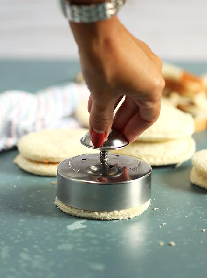 Uncrustables being sealed with a sandwich cutter from TheSuburbanSoapbox.com