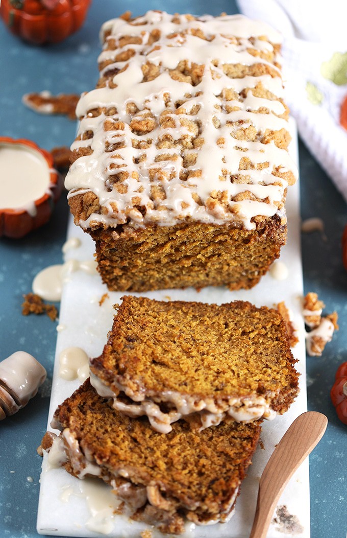 Maple Glazed Pumpkin Banana Bread with Ginger Streusel - The Suburban ...