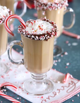 Spiked Peppermint Mocha on a white napkin that says Merry.