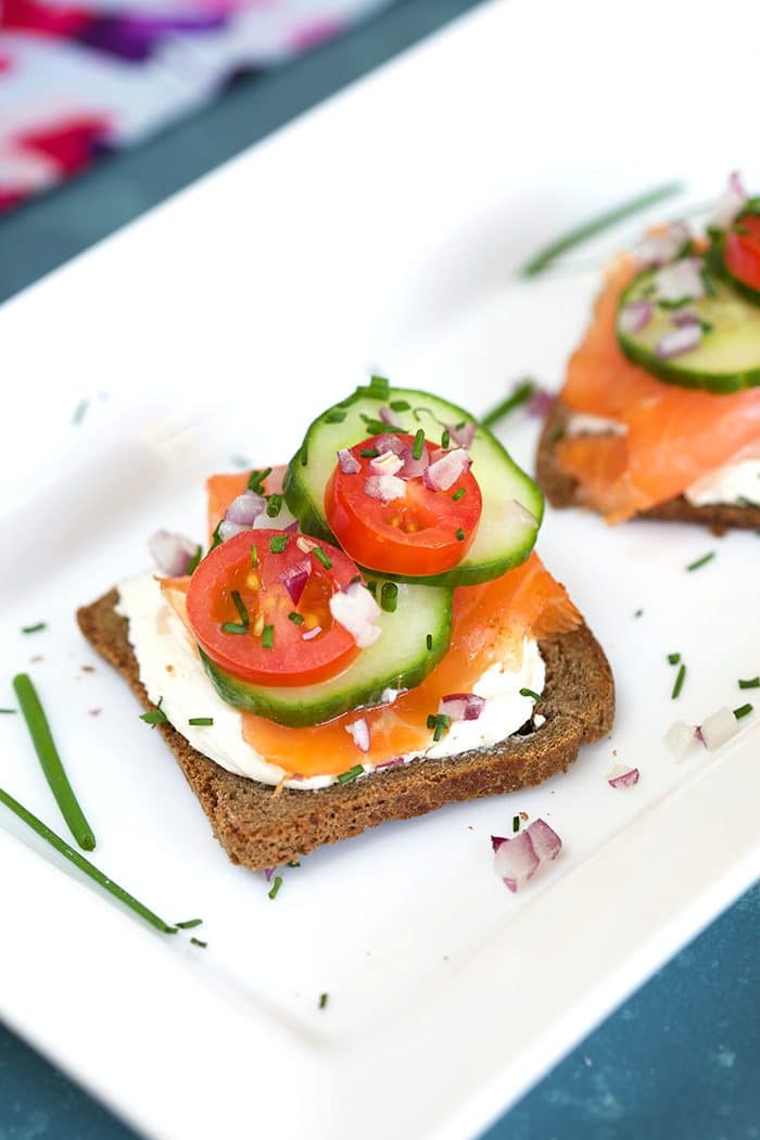 Smoked Salmon Canapes with Cream Cheese - Hint of Healthy