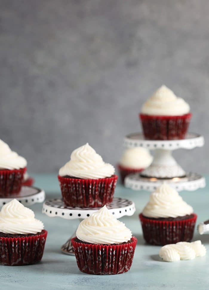 Chocolate cupcakes with whipped cream frosting 