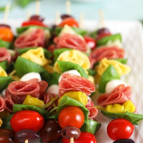 Easy Antipasto Skewers (Italian Hors D'oeurves) - The Suburban Soapbox