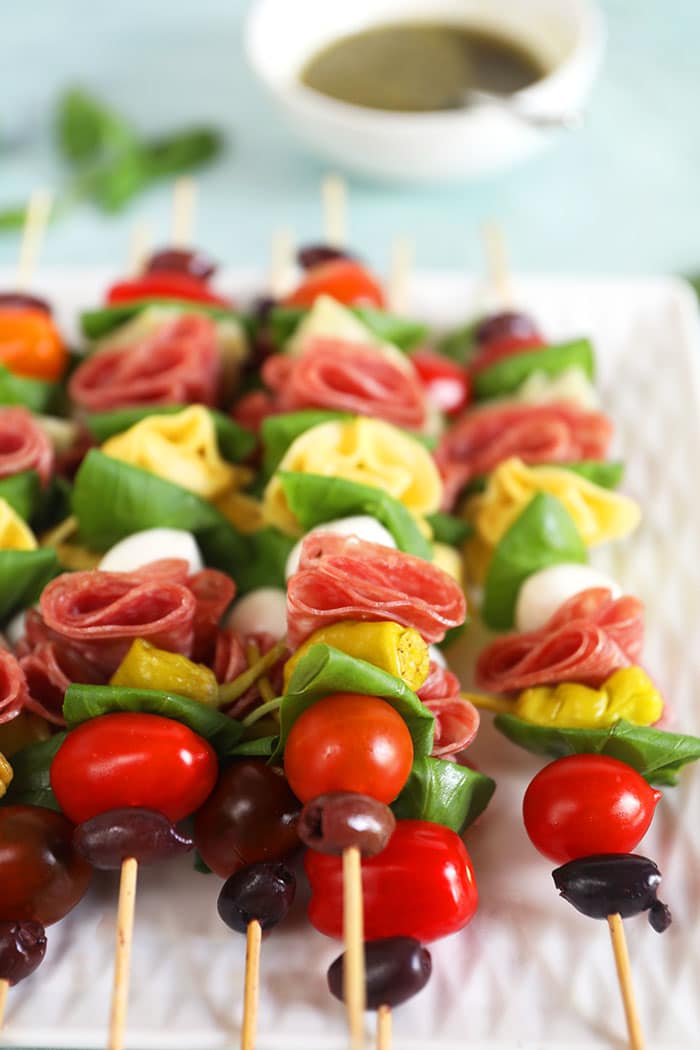 Easy Antipasto Skewers (Italian Hors D'oeurves) - The Suburban Soapbox