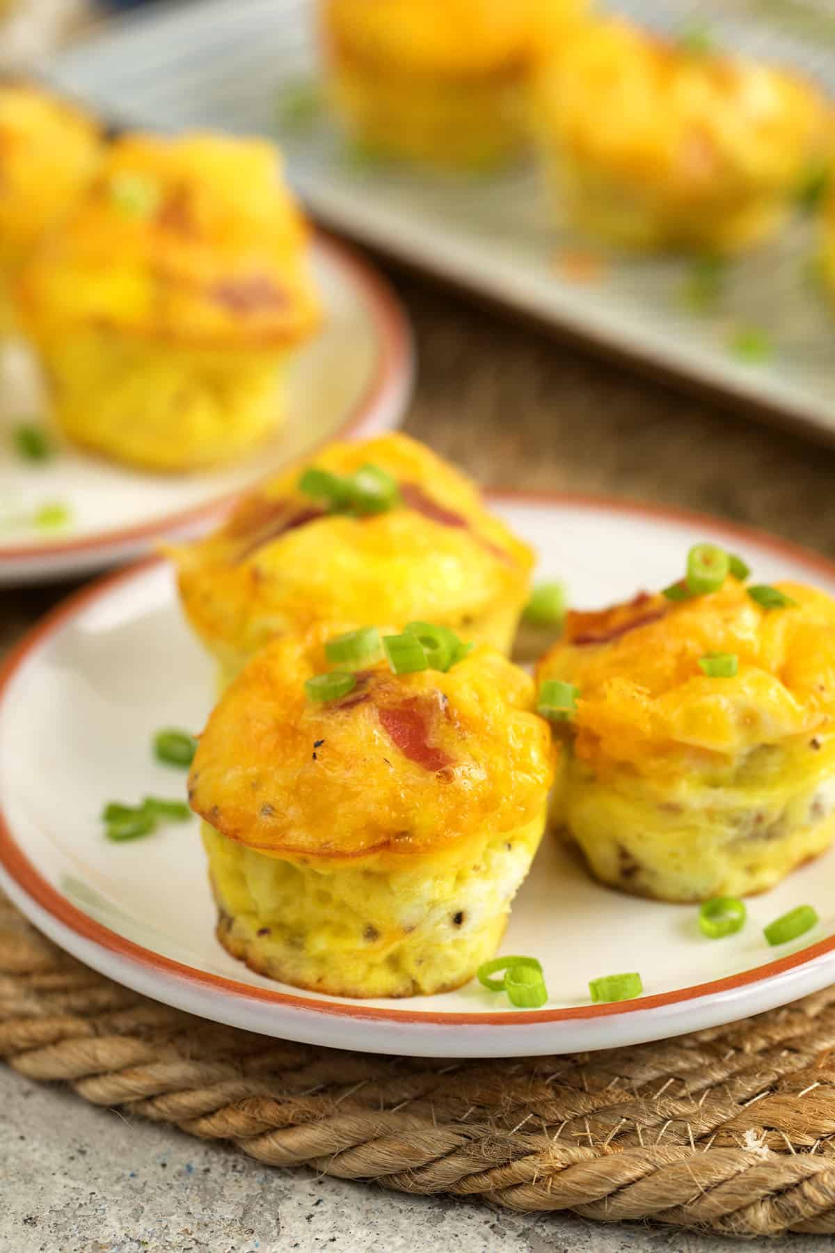 Bacon cheddar egg bites on plate