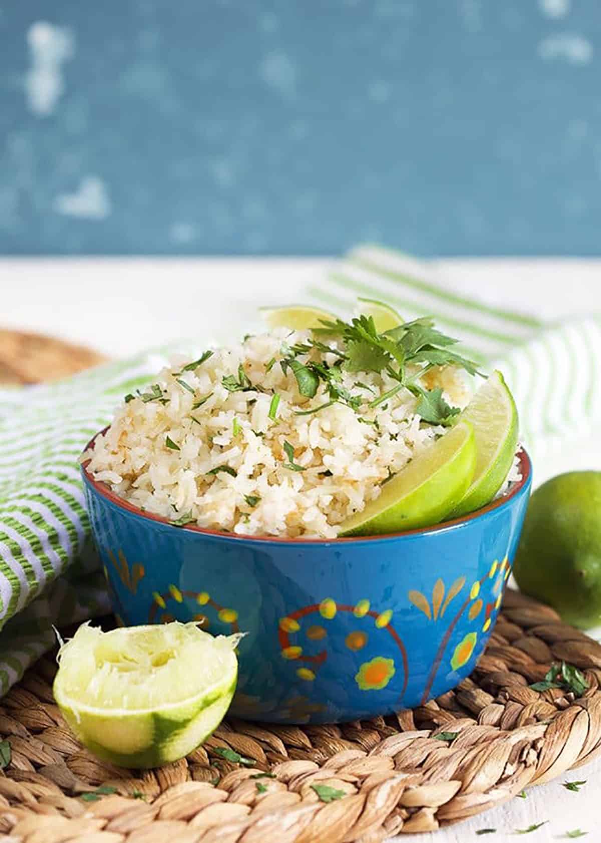 Cilantro Lime Rice with zested lime.