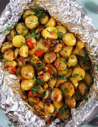 Southwestern Grilled Potatoes in a foil packet