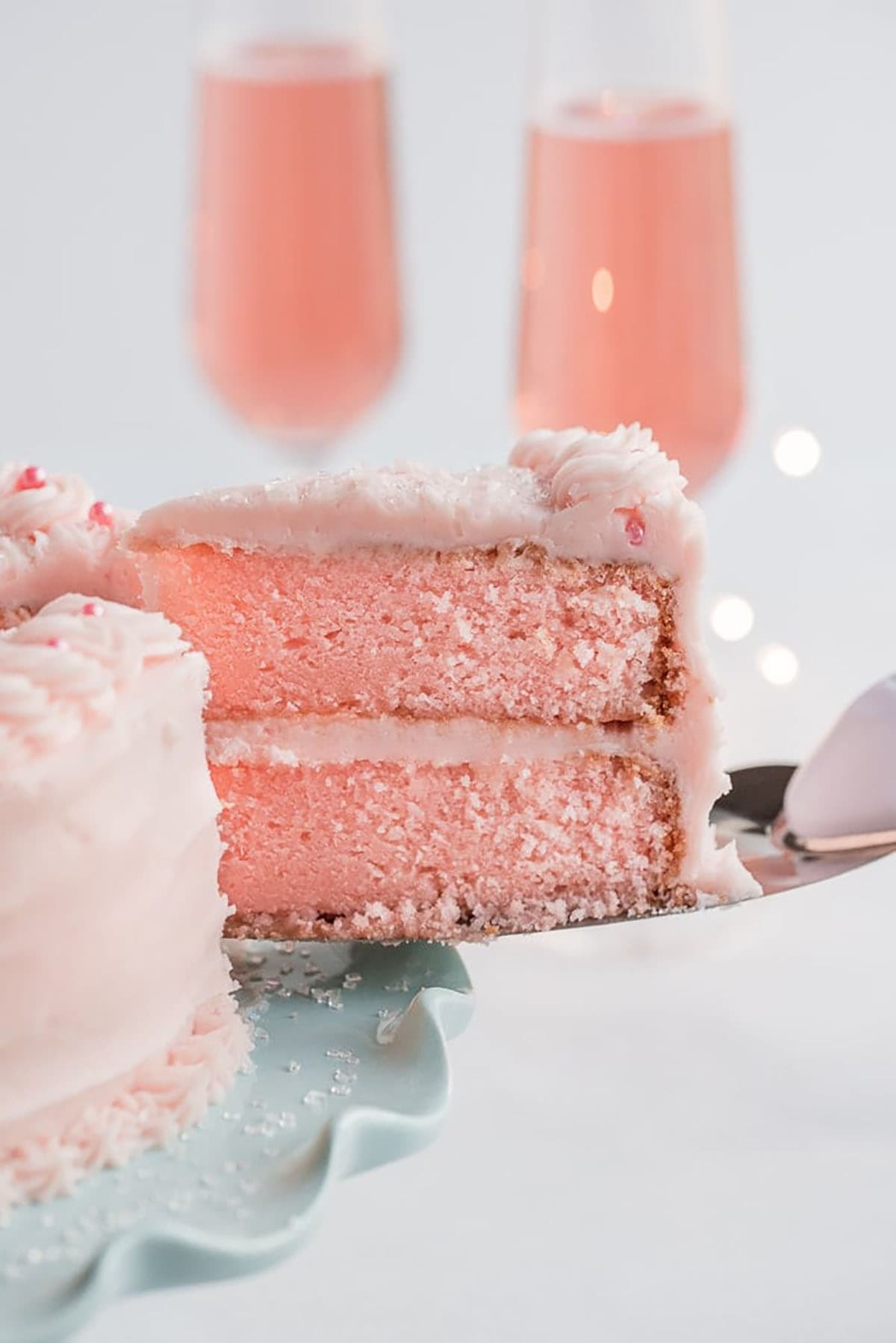 Pink Champagne and Gold Leaf Layer Cake and Cupcakes - Sprinkle Bakes
