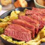 Corned Beef and Cabbage in a cast iron skillet