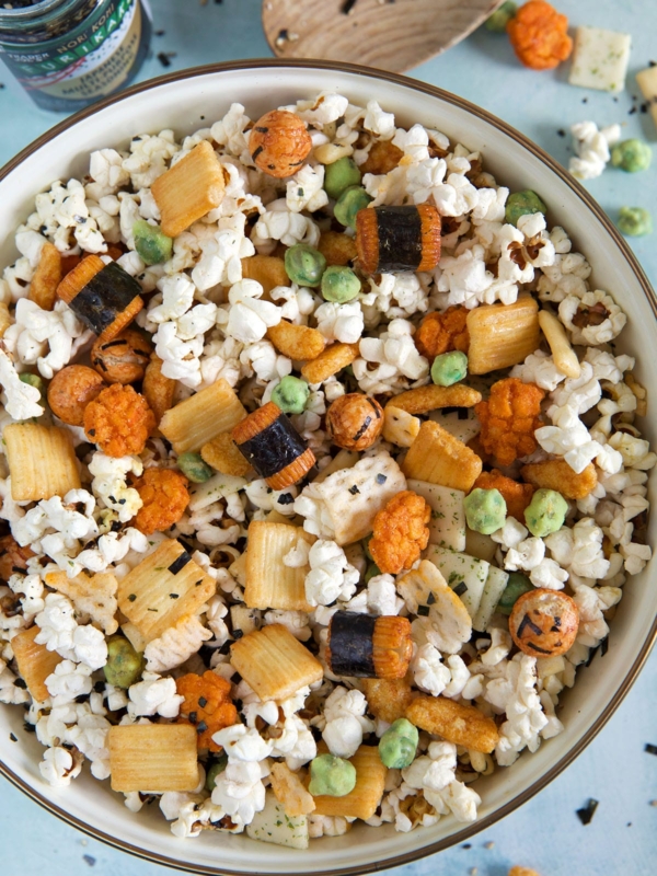 A large bowl of hurricane popcorn is presented in a large bowl.