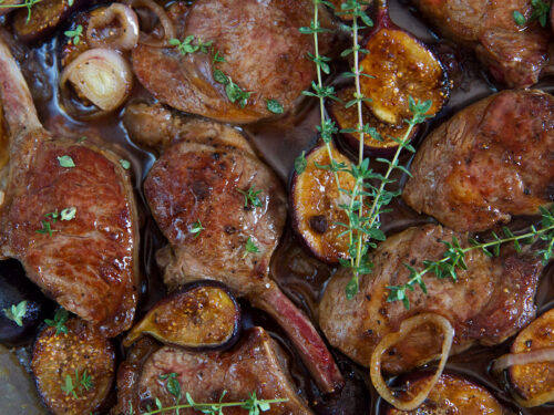 Lamb Chops with Fresh Herbs and Roasted Figs Recipe