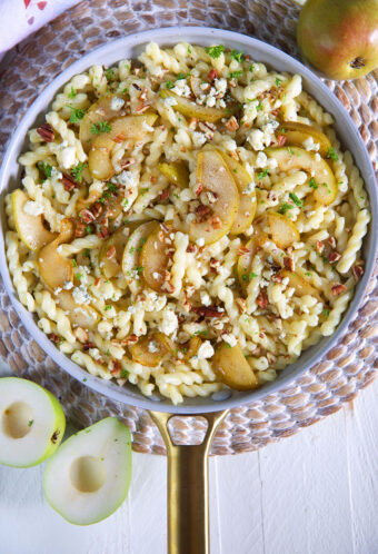 Gemelli Pasta with Caramelized Pears and Gorgonzola Sauce