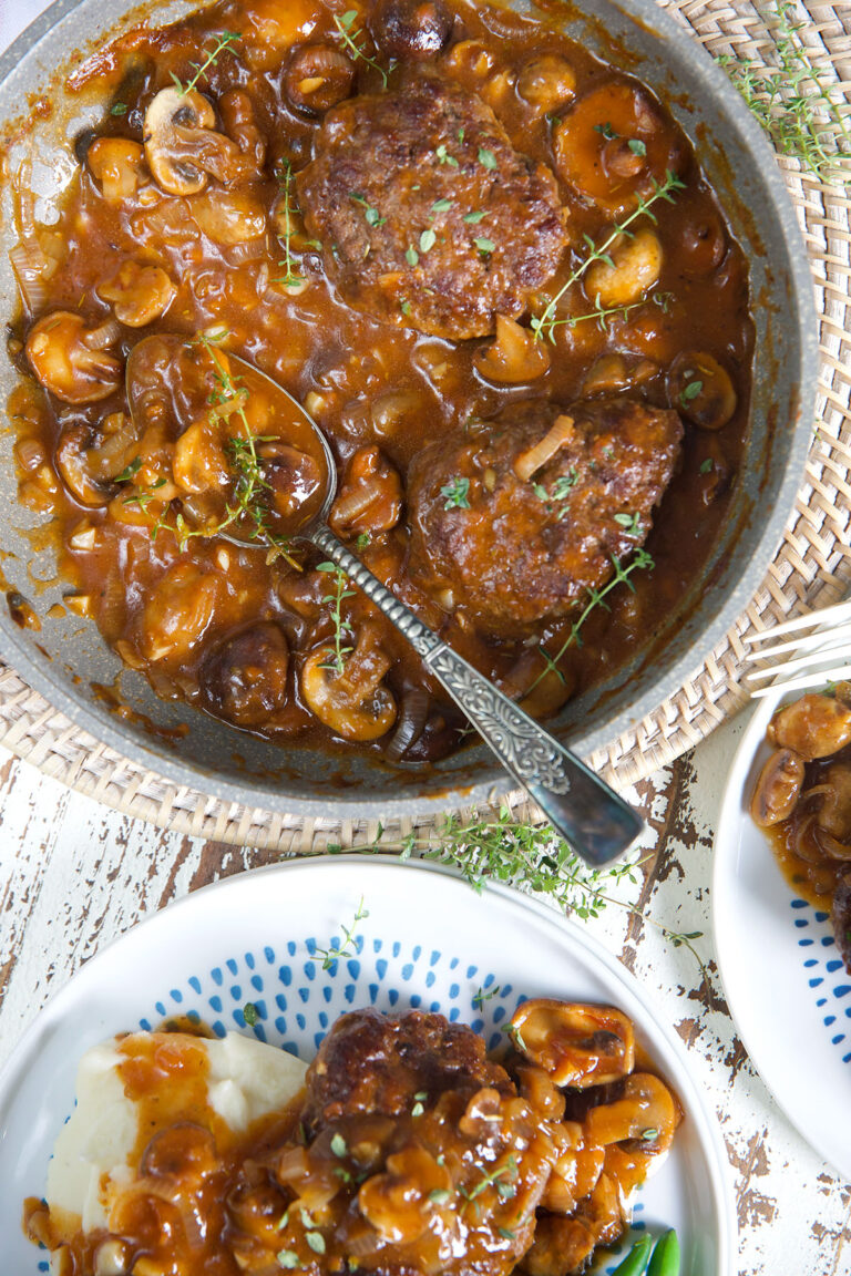 Hamburger Steak With Shallot Mushroom Gravy - The Suburban Soapbox