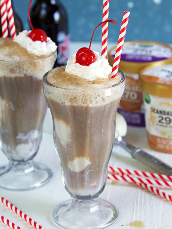 Root Beer Float in a soda fountain glass