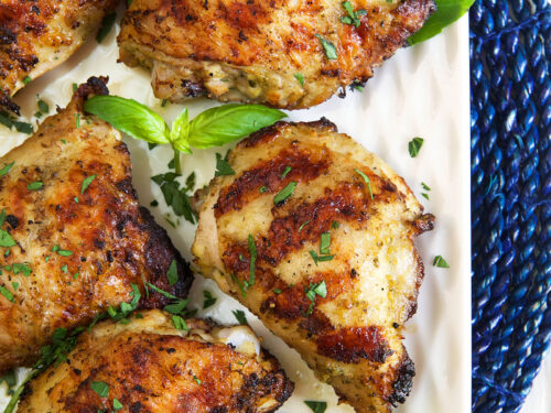 Basil Pesto Grilled Chicken Thighs