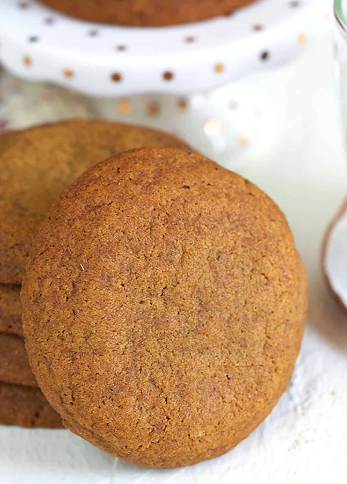 Gingersnap cookies on a white background.