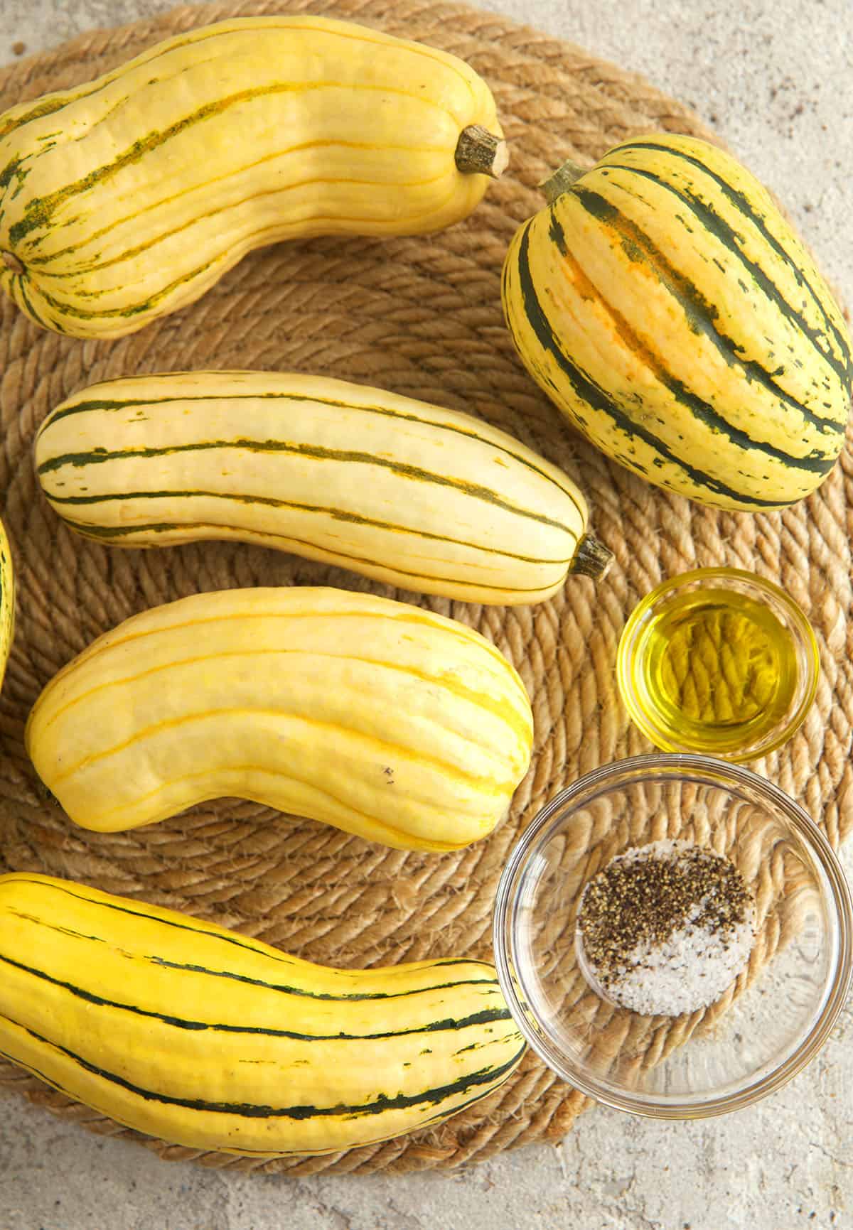 Ingredients for roasted delicata squash