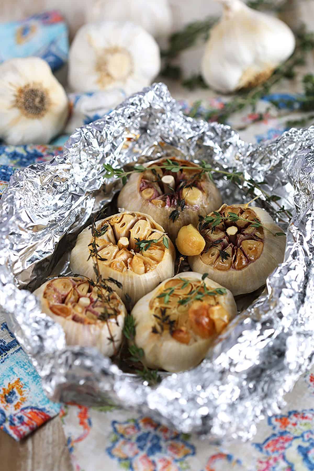 Roast Garlic Bulbs in foil packet 