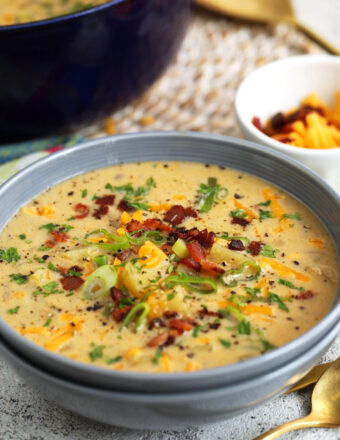 Bowl of loaded potato soup