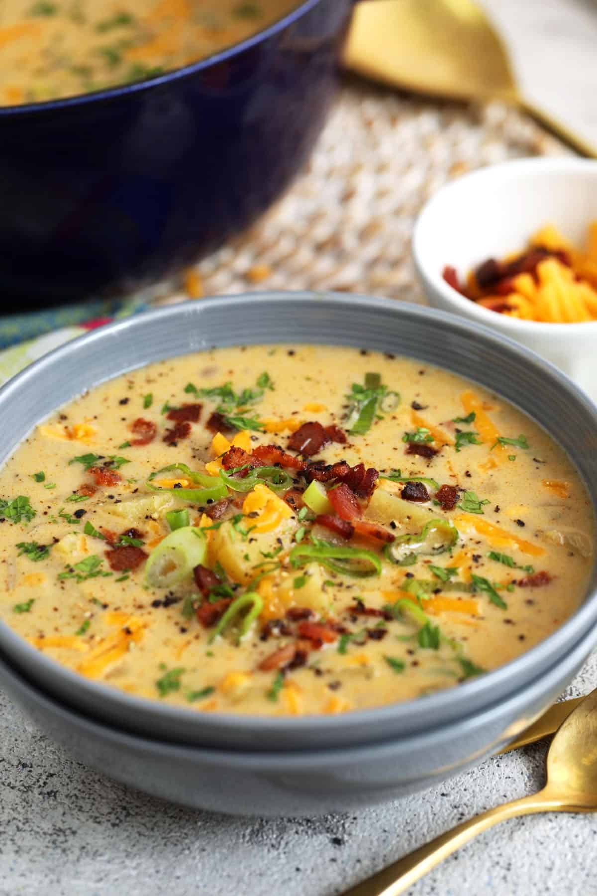 Bowl of loaded potato soup