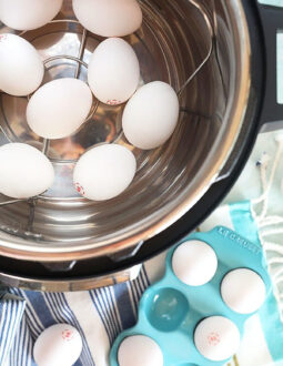 Overhead shot of eggs in an Instant Pot.