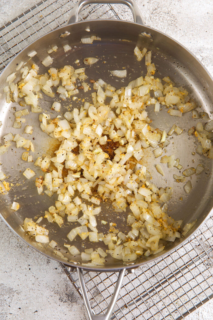 Cooking onions in skillet