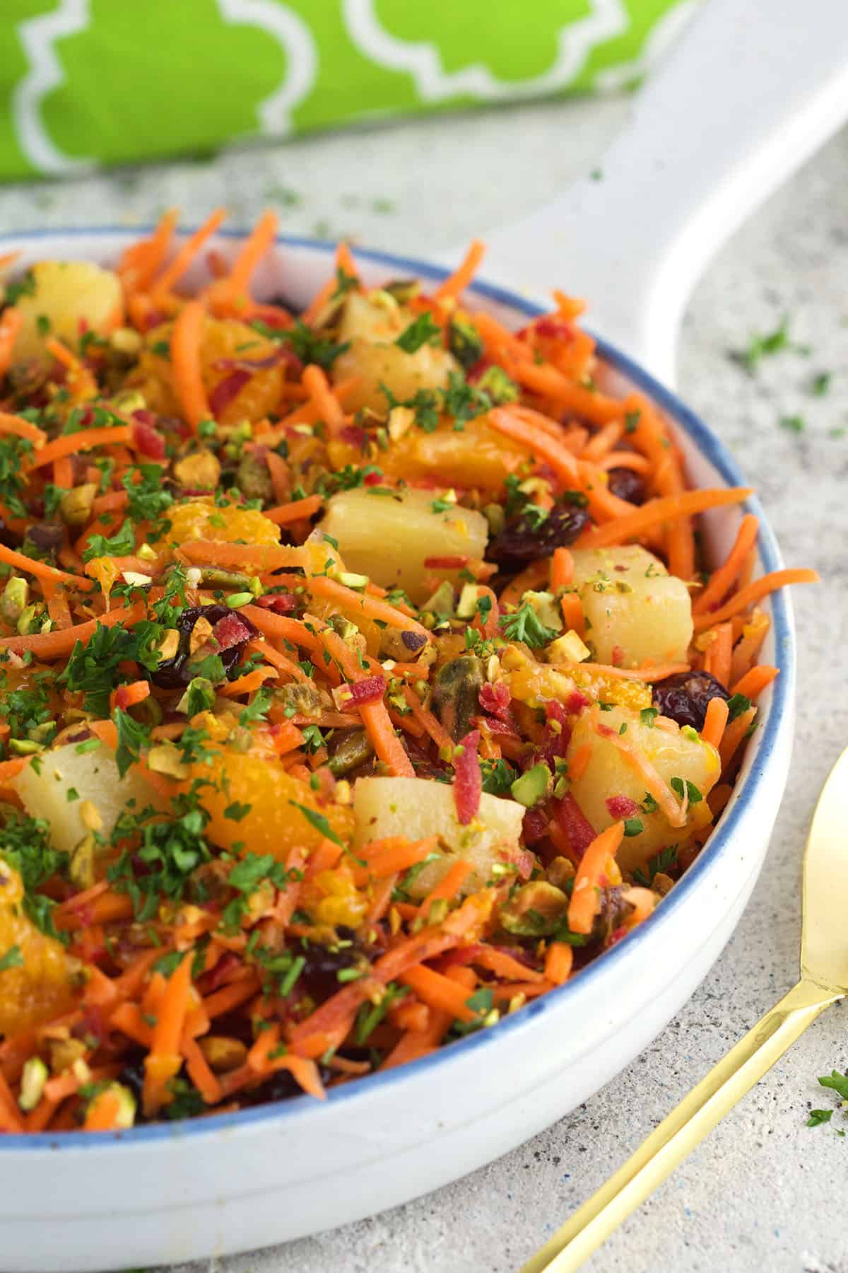 A bowl is filled with carrot salad.