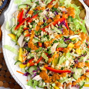 Thai Chicken Salad on a white platter.