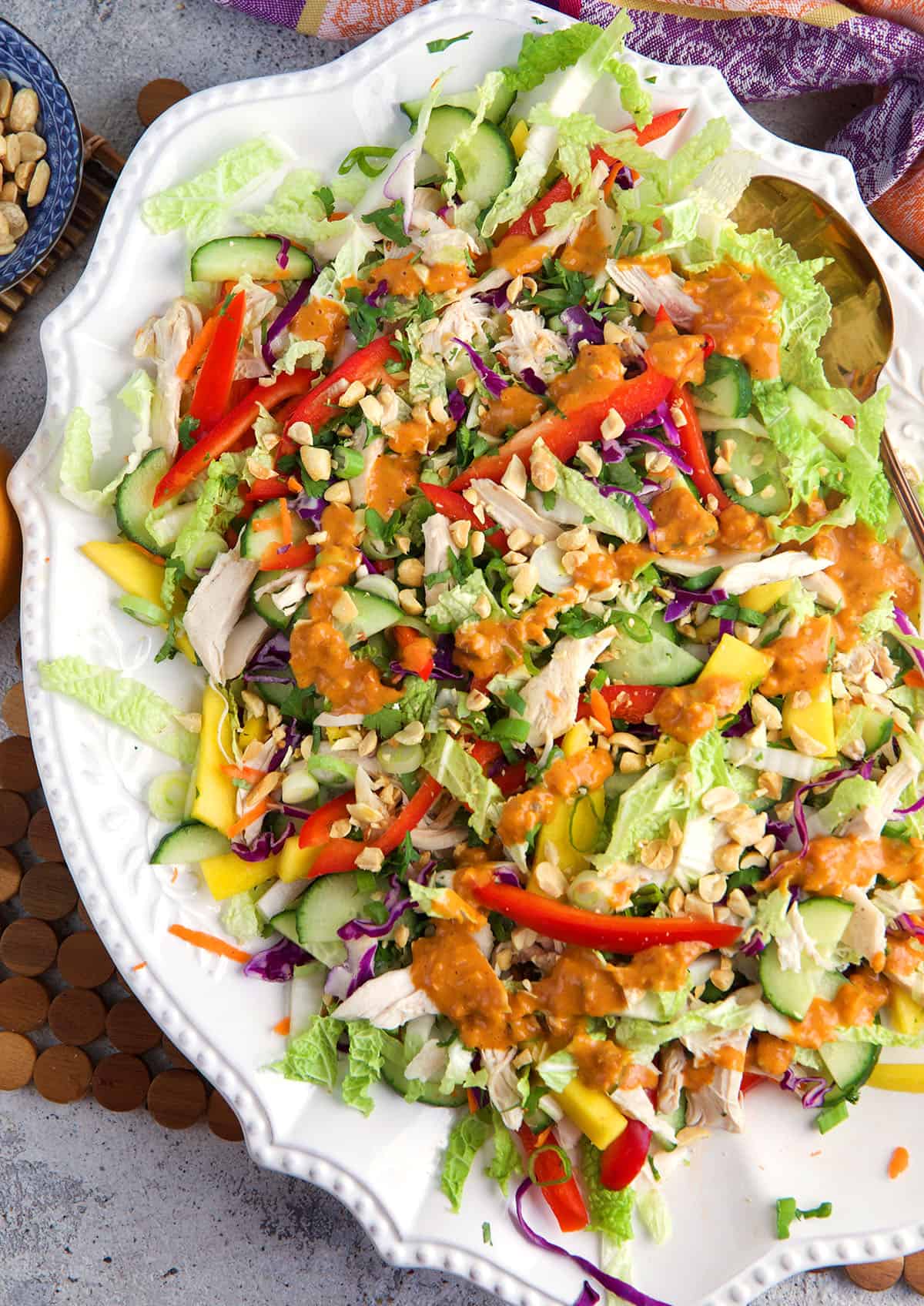 Thai Chicken Salad on a white platter.