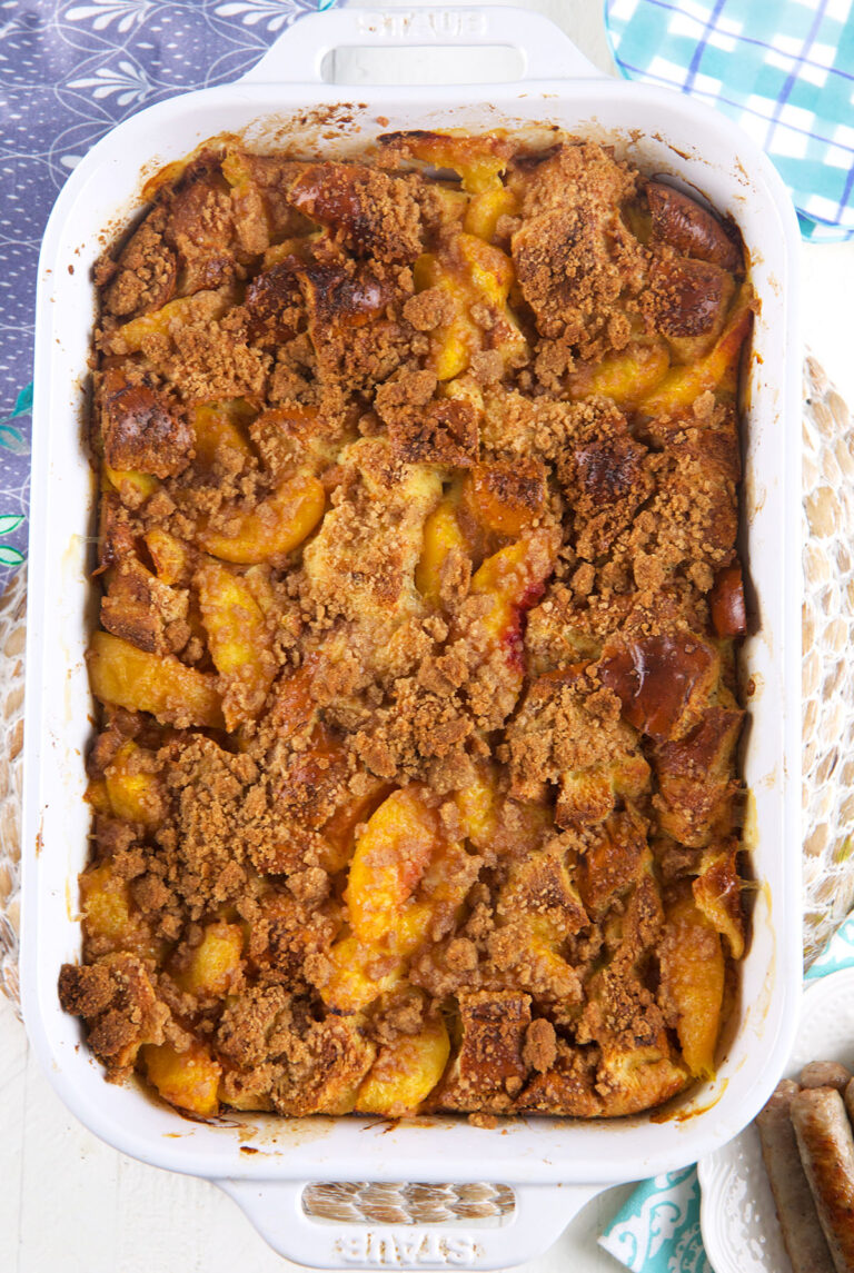 Peach Cobbler French Toast Bake - The Suburban Soapbox