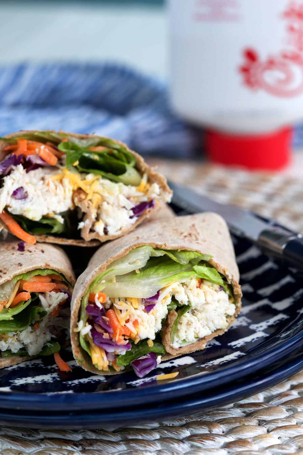 Cut Chick-fil-A Cool Wraps on plate