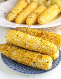 Grilled corn with husks removed