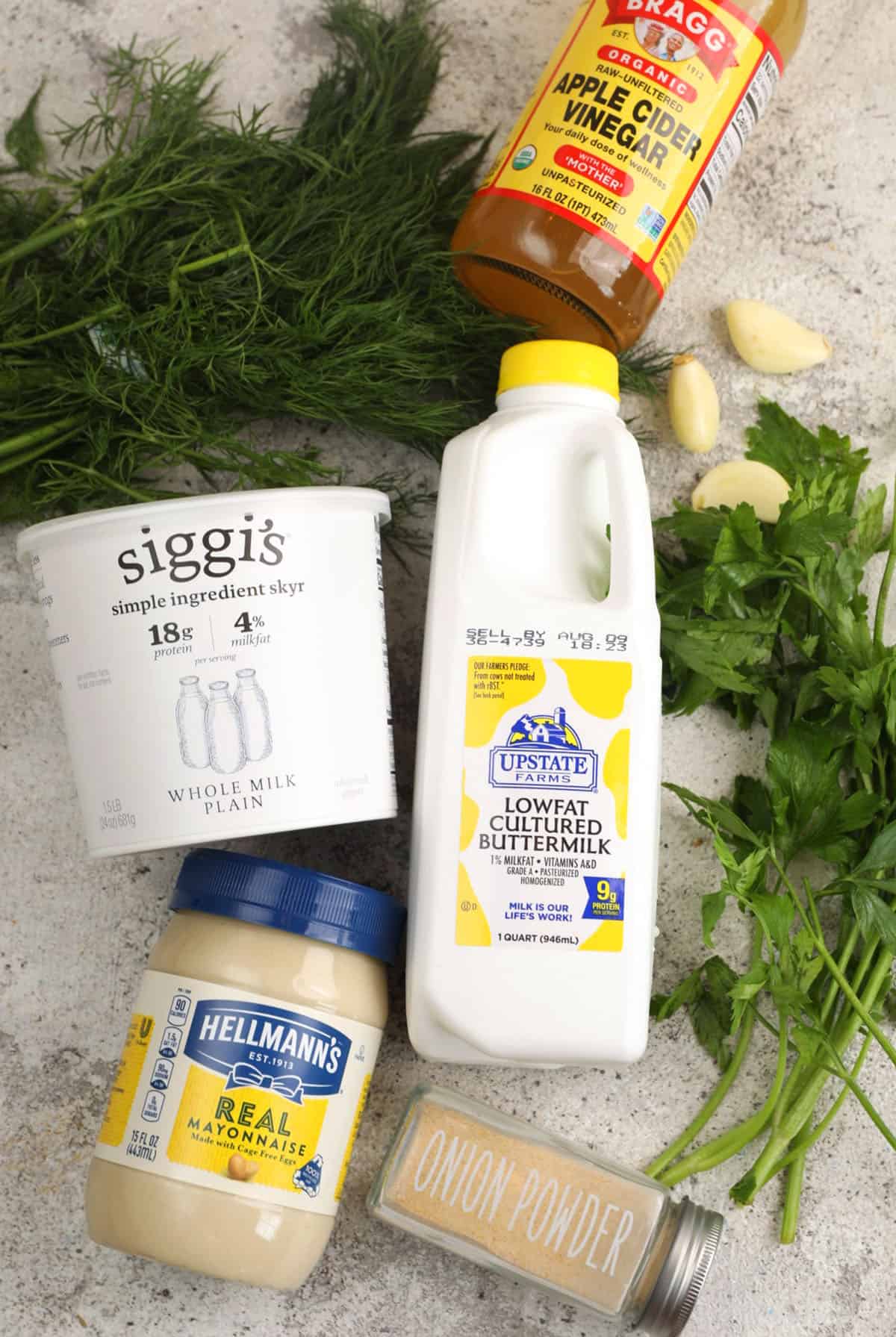 Ingredients for ranch dressing