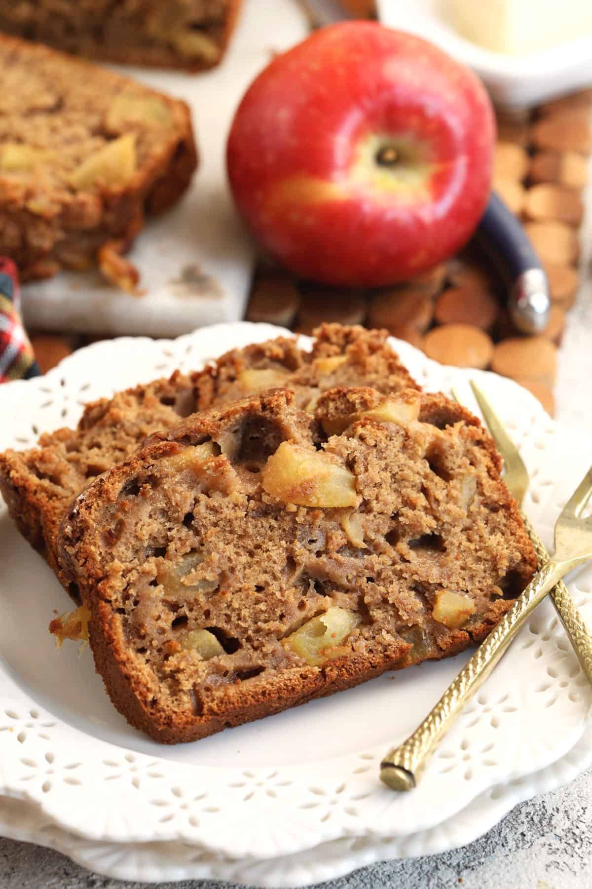 Cinnamon apple bread slices on plate