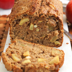 Sliced loaf of cinnamon apple bread