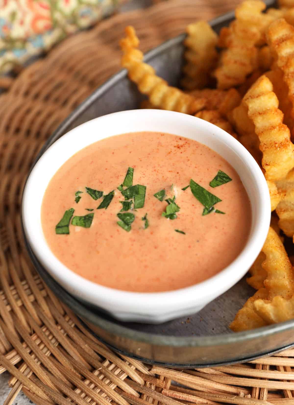 Bowl of French fry sauce