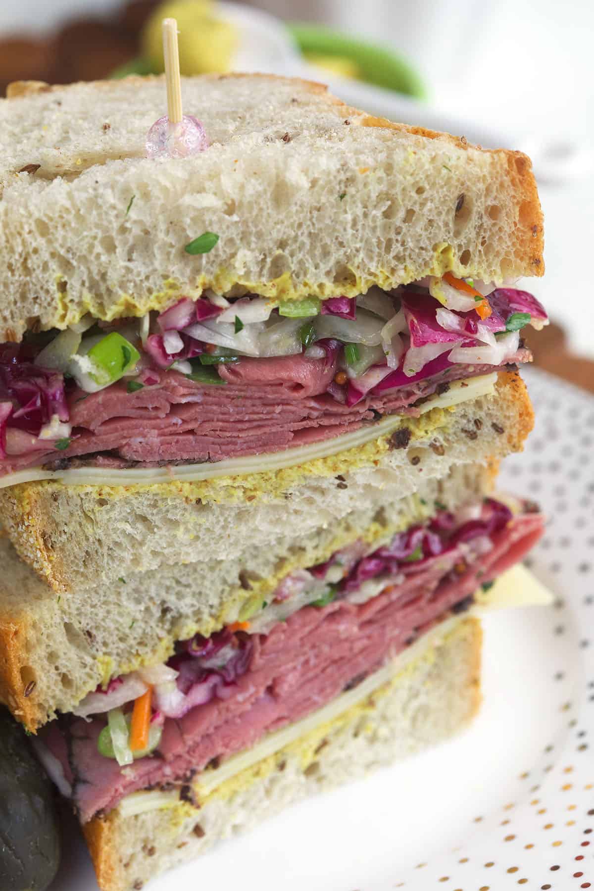 Pastrami sandwich with cider slaw