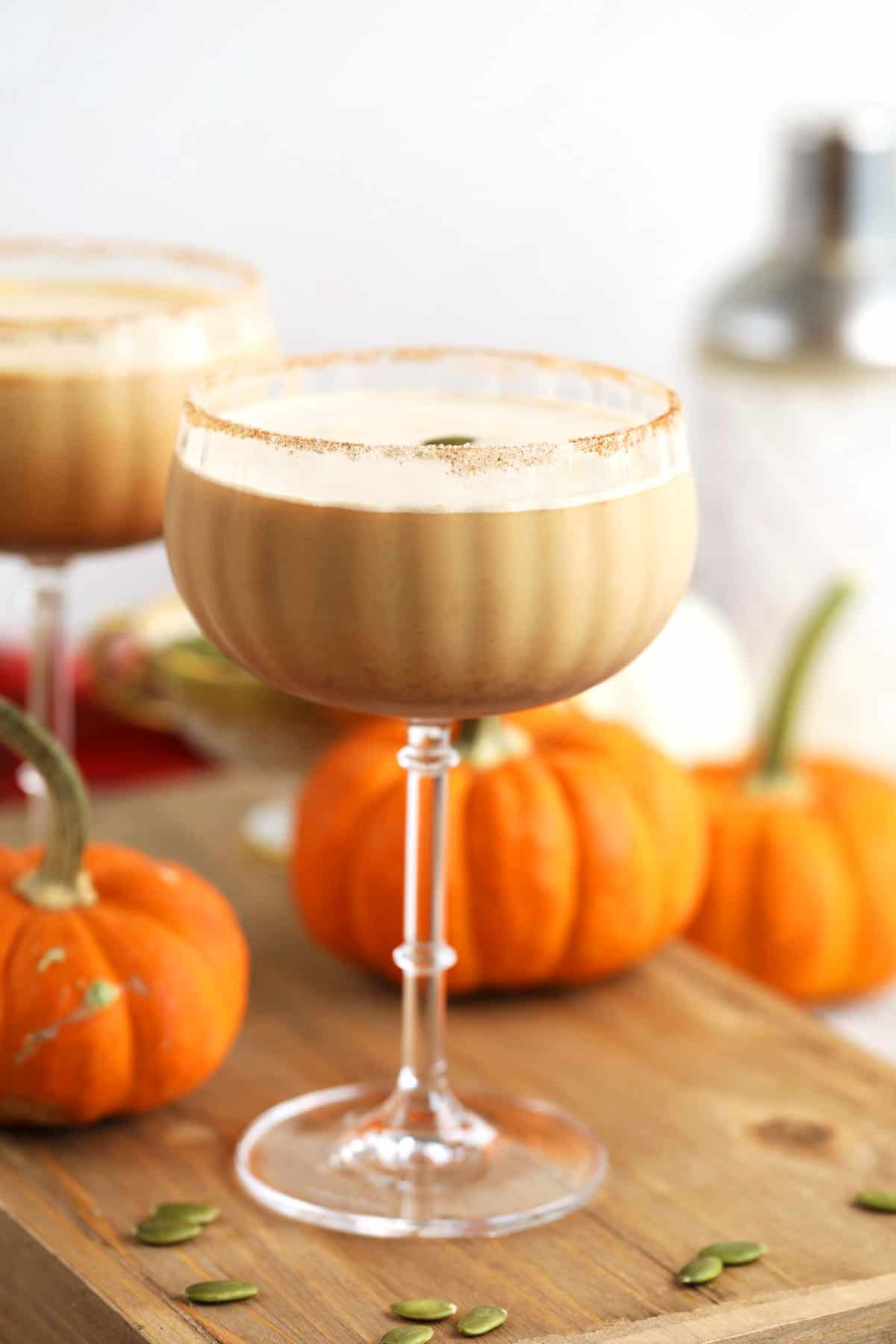 Two glasses of pumpkin spice latte martini