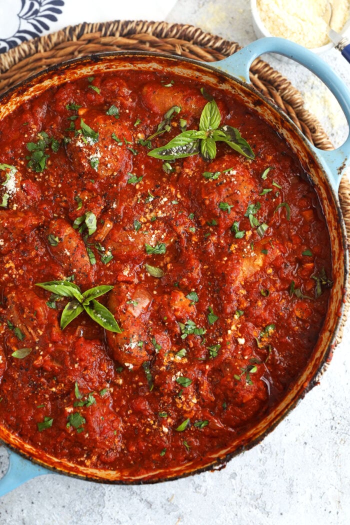 Sunday gravy in Dutch oven