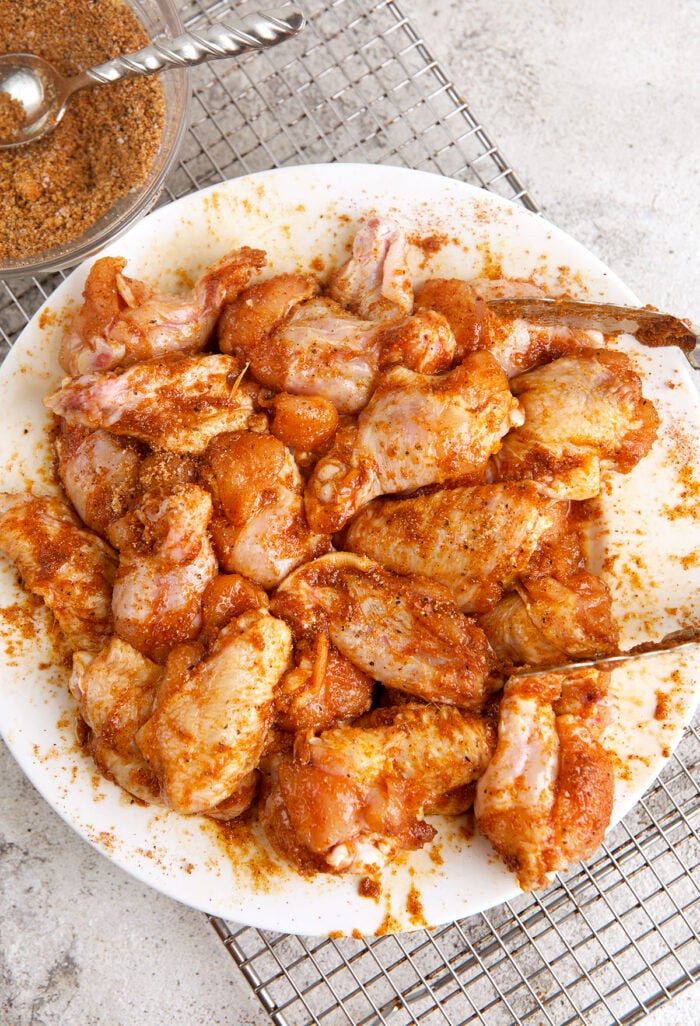 Seasoned air fryer chicken wings before cooking